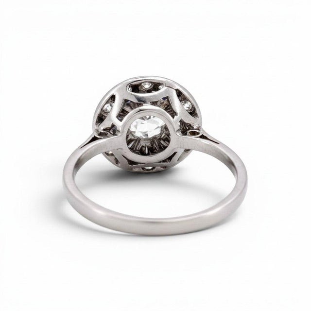 Antique Art Deco Halo Ring, Old-Cut Diamonds | Circa 1930, Size 5.5 For Sale - Image 4 of 6