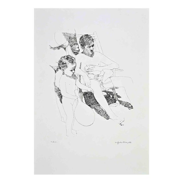 Sigfrido Oliva, At the Beach, 1986, Etching For Sale