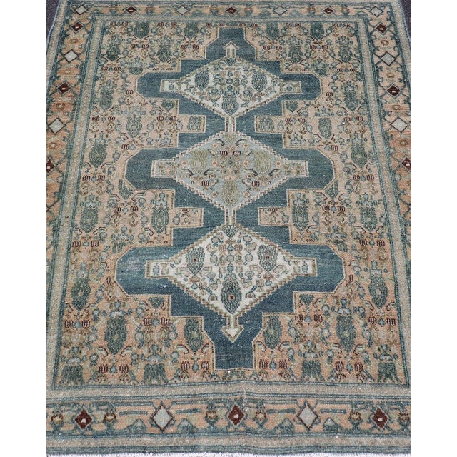 Measures: 3'10 x 5'1 Keivan Woven Arts Antique Persian Fine Senneh Rug with Medallion's. Keivan Woven Arts / rug EMB-51,...