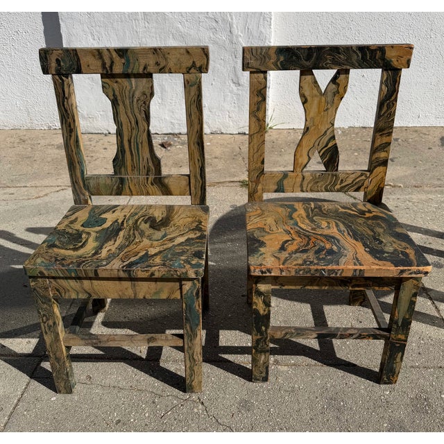 Vintage Marble Paper Kids Table and Chair Set For Sale - Image 4 of 12