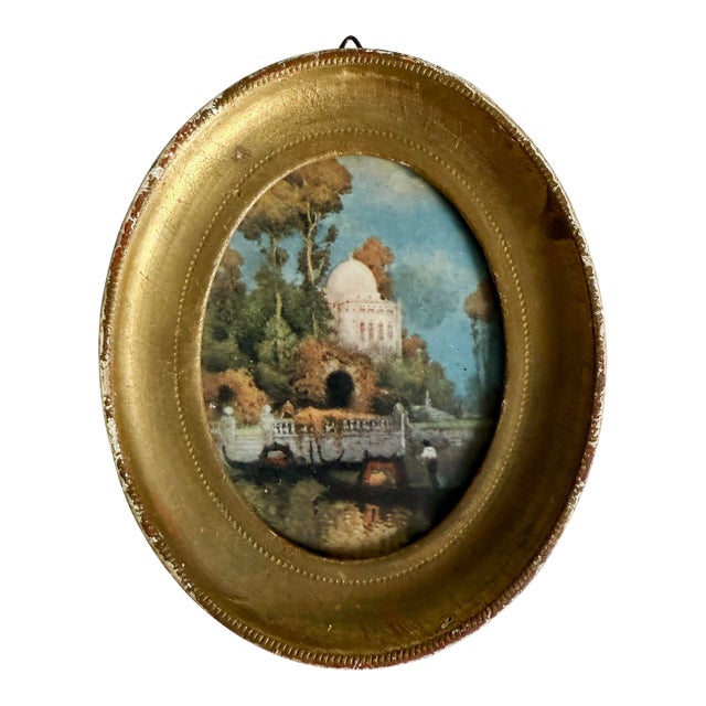 Miniature Florentine Landscape in Gilt Frame For Sale