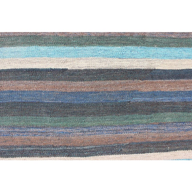 2020s Colorful Modern Striped Kilim in Unique Colors for Modern or Classic Rooms For Sale - Image 9 of 13