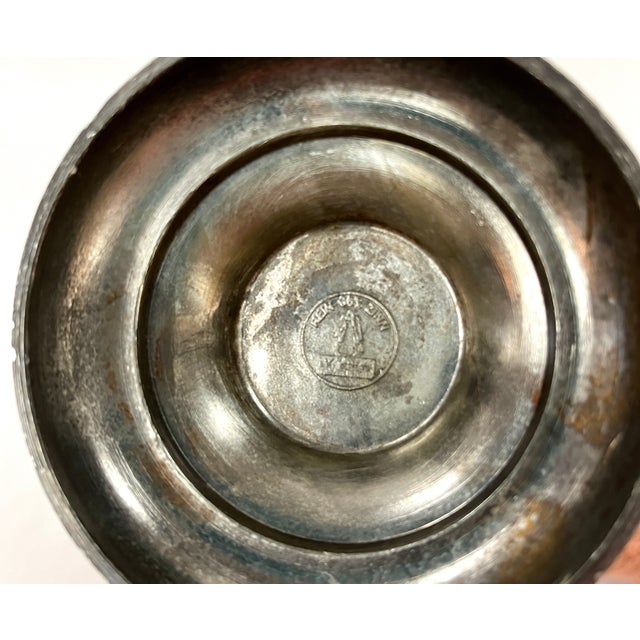 Vintage Pewter Embossed Hunting Scene Lidded Pitcher For Sale - Image 11 of 11