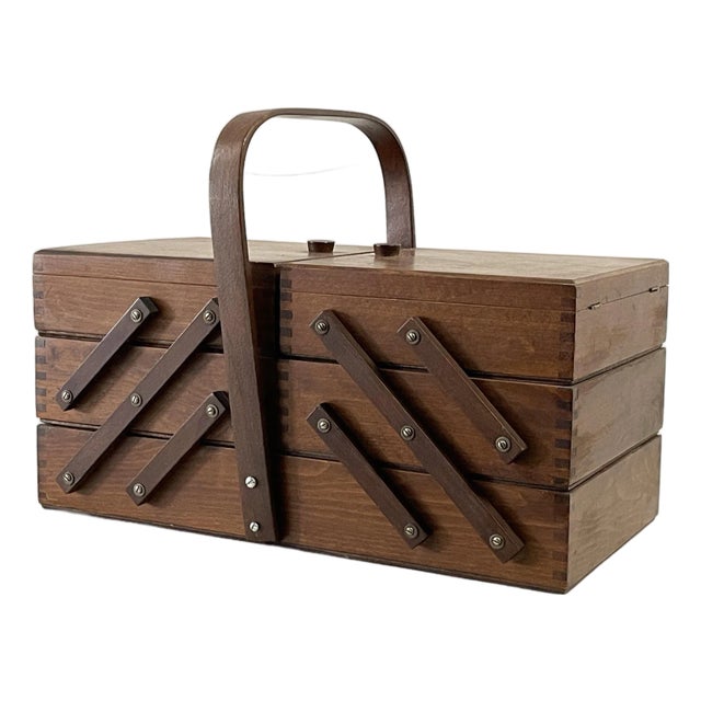 Vintage Accordion Sewing Box For Sale