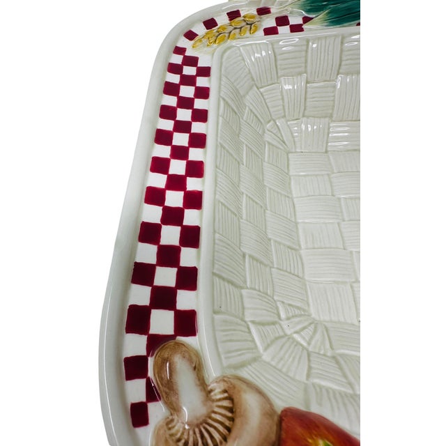 Vintage Fitz & Floyd Essentials Papa Paisano Square Bowl, 13" For Sale - Image 10 of 14
