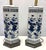 Late 20th Century Vintage Mid Century Blue and White Ceramic Hexagon Shaped Table Lamps- A Pair For Sale - Image 5 of 17