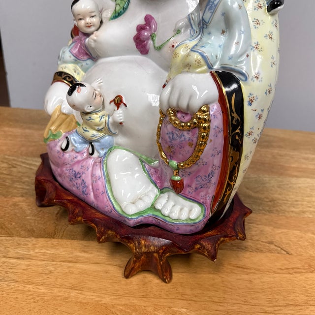 Vintage Chinese Ceramic "Hotei" Laughing Buddha For Sale - Image 11 of 12