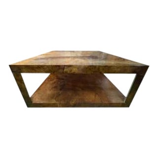 1980s Karl Springer Attributed Lacquered Goatskin Cocktail Table For Sale