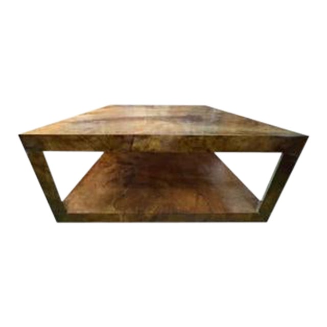 1980s Karl Springer Attributed Lacquered Goatskin Cocktail Table For Sale