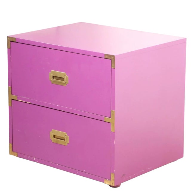 Mod Swingers Collection Campaign Style Nightstand Table by Schoolfield Industries C 1970's For Sale - Image 10 of 12