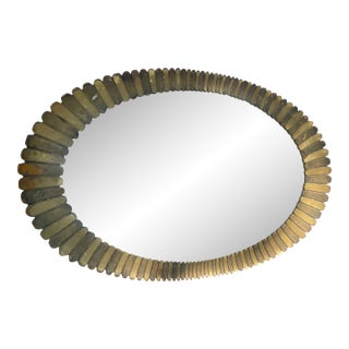 1950s Mid-Century Francisco Hurtado Scalloped Oval Giltwood Mirror For Sale