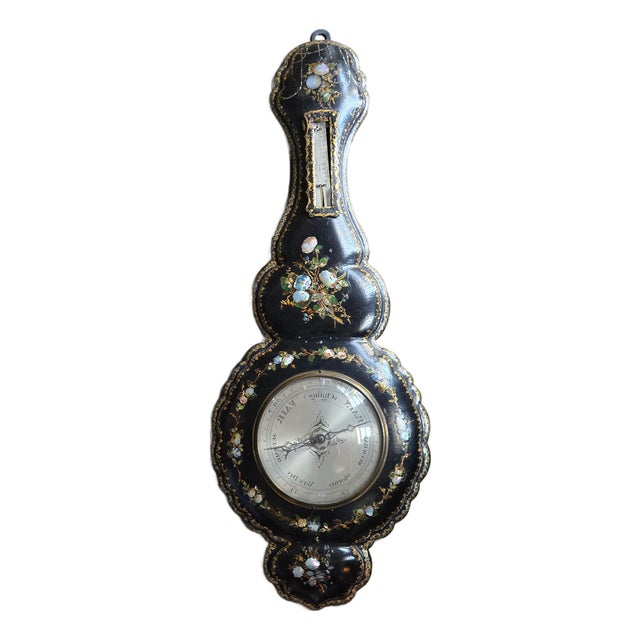19th C Papier Mache Victorian Barometer Not Working For Sale