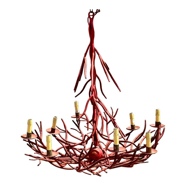 Vintage Coastal Coral Branch Chandelier For Sale