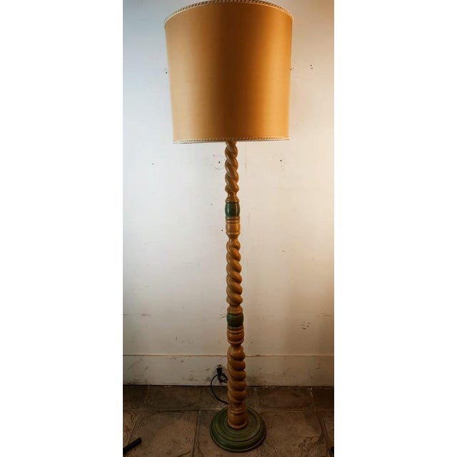 Floor Lamp with Twisted Wood Base For Sale - Image 5 of 14
