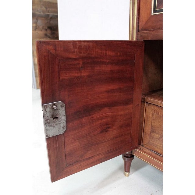 18th Century Louis XVI Secretary in Mahogany, White Marble, and Brass For Sale - Image 11 of 18