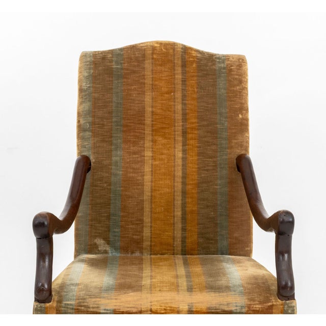 Louis XIII Walnut and Velvet Upholstery Fauteuils, 17th Century, Pair For Sale - Image 4 of 7