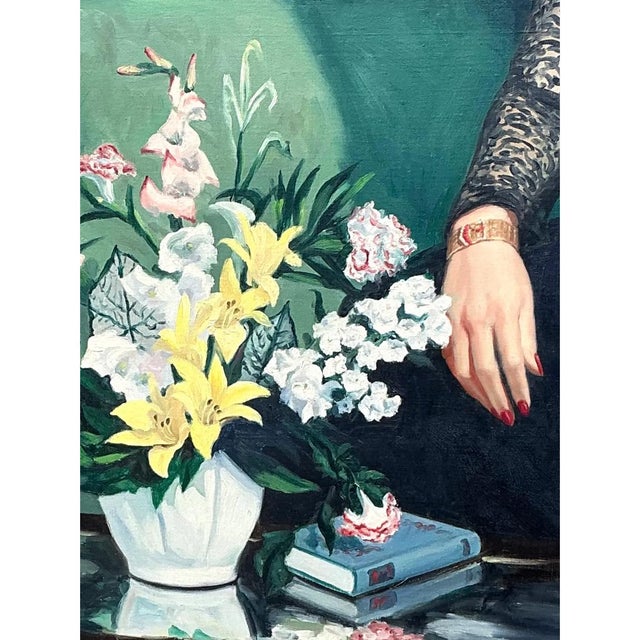 Vintage Portrait Painting on Canvas For Sale - Image 10 of 12
