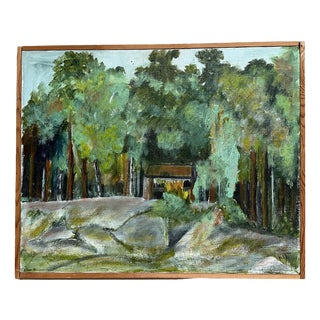 Kit, Stugan I Skogsbrynet, 1950s, Oil Painting on Canvas, Framed For Sale
