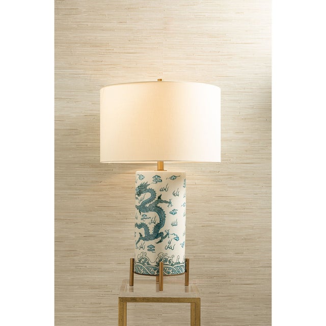 Port 68 Imperial Dragon Teal Lamp For Sale - Image 4 of 5