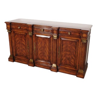 Vintage 1990s Massive Hickory White Flame Mahogany Locking 4 Door Sideboard Server For Sale