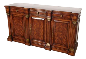 Vintage 1990s Massive Hickory White Flame Mahogany Locking 4 Door Sideboard Server