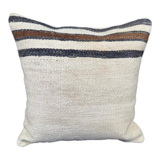 Turkish Hemp Pillow Cushion Natural Beige Black Cushion Cover 20"x20" For Sale