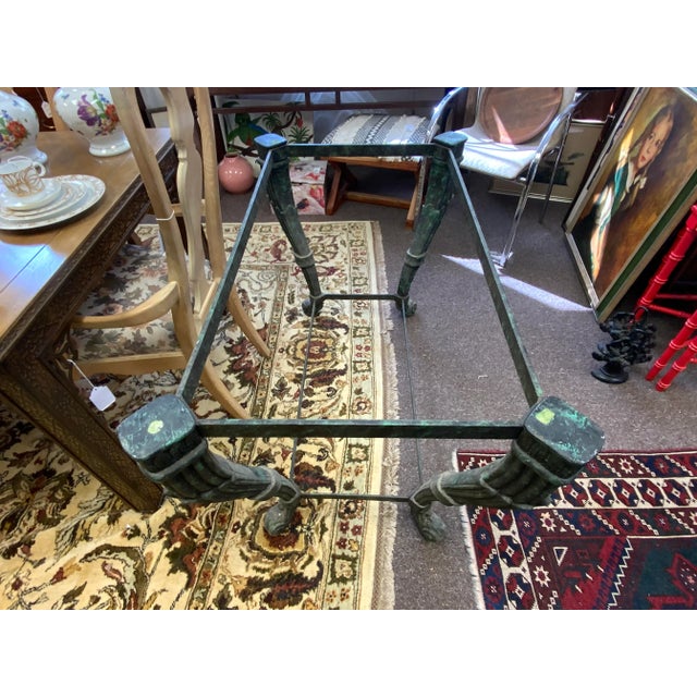 Mid 20th Century Iron Neoclassical Table Base With Faux Verdigris Finish For Sale - Image 12 of 13