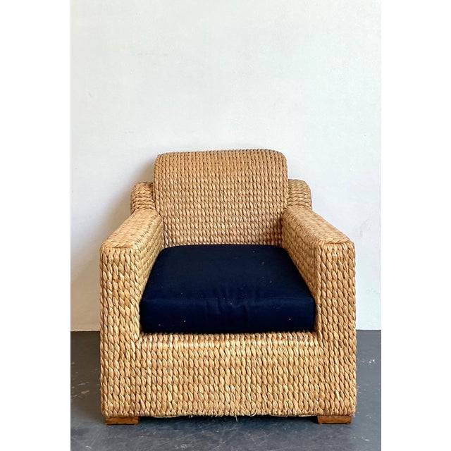 Contemporary Vintage Ralph Lauren Woven Rattan Armchair For Sale - Image 3 of 15