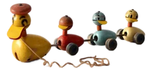 Vintage 1950s Fisher Price Quacky Family Pull Toy