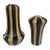Art Deco Hollywood Regency Black & Tan Fluted Ceramic Vase Pair For Sale