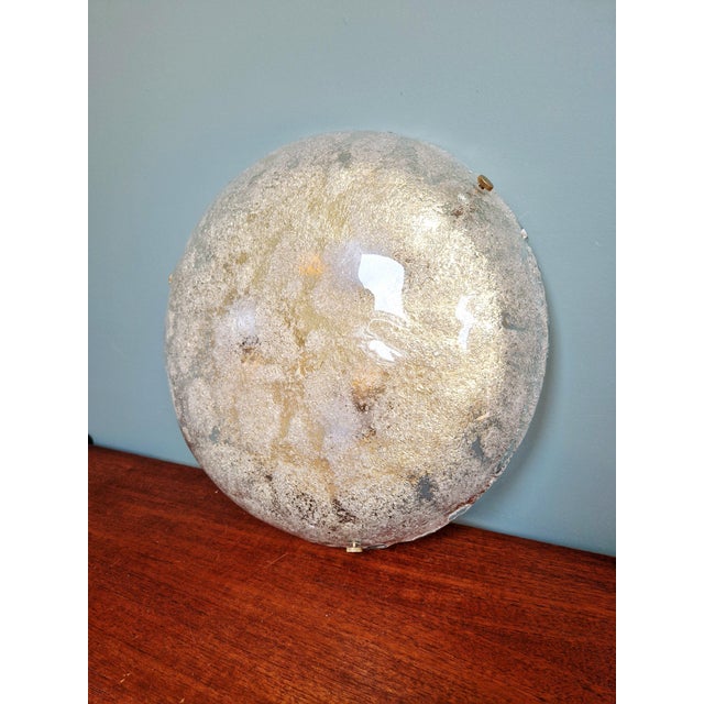 Mid-Century Modern Large Frosted Glass and Brass Ceiling Light from Hillebrand Lightning, 1970s For Sale - Image 3 of 12