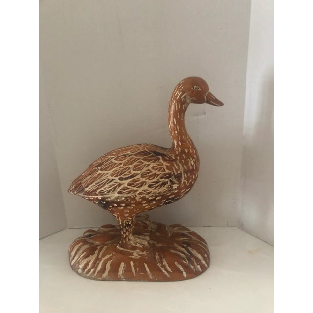 Brown 1970s Carved Pine Life Size Goose by Sarreid of Spain For Sale - Image 8 of 9