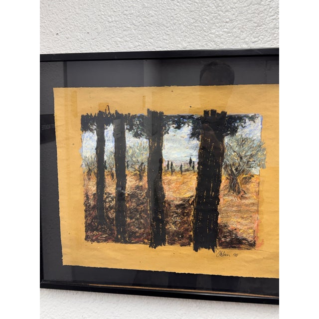 Ohlun Framed Painting, Circa 1991 For Sale - Image 4 of 12
