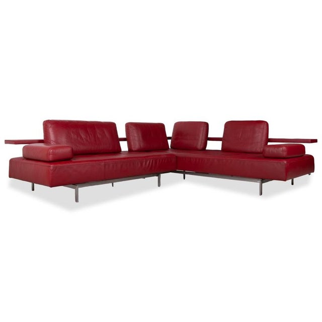 Dono 6100 Set Leather Corner Sofa with Ottoman in Red with Manual Function from Rolf Benz, Set of 2 For Sale - Image 5 of 18