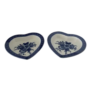 1960s Vintage Porcelain Hand Painted Heart Shaped Serveware- Set of 2