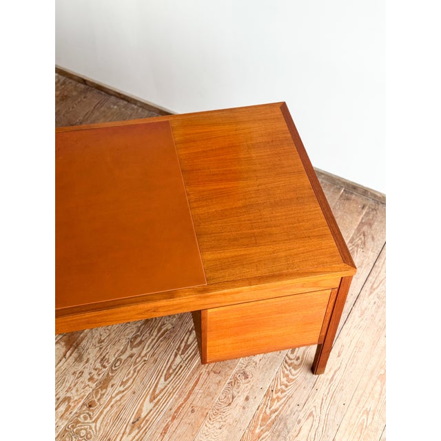 Mid-Century Modern Teak Executive Desk with Leather Inlay, 1970s For Sale - Image 12 of 18