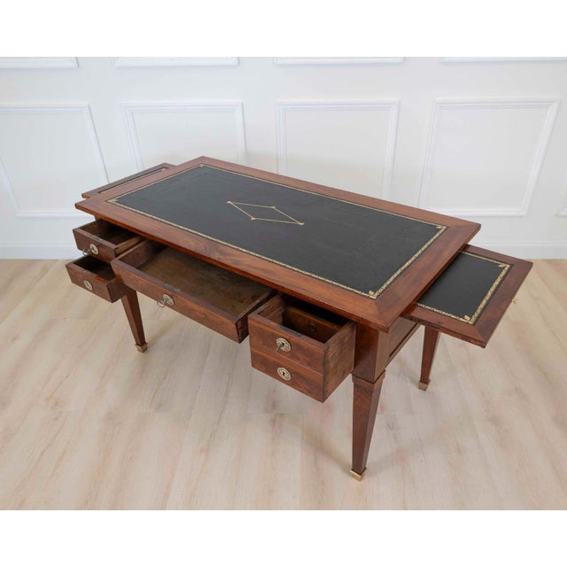 Wood On Hold - French 19th Century Louis XVI Style, Leather-Top Desk For Sale - Image 7 of 11