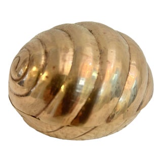 Late 20th Century Solid Brass Snail Shell Lidded Trinket Box For Sale