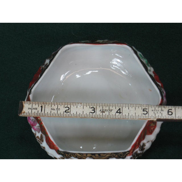 Antique Covered Dish Bowl Lid Japanese Red Satsuma Hand Painted Oriental Signed For Sale - Image 14 of 17