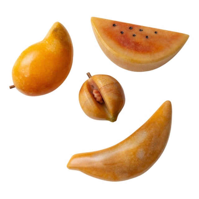 Mid-Century Handmade Alabaster Fruits, Italy, 1970s, Set of 4 For Sale