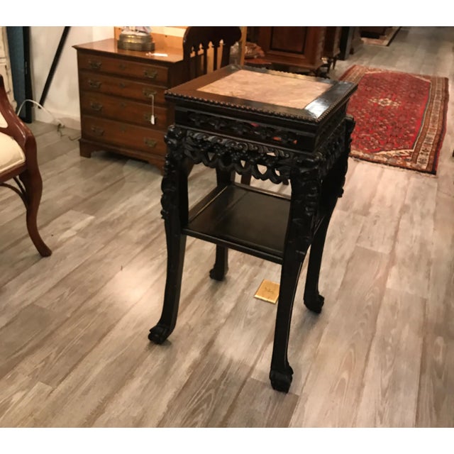 19th Century Hand Carved Stand with Marble Top For Sale - Image 10 of 11