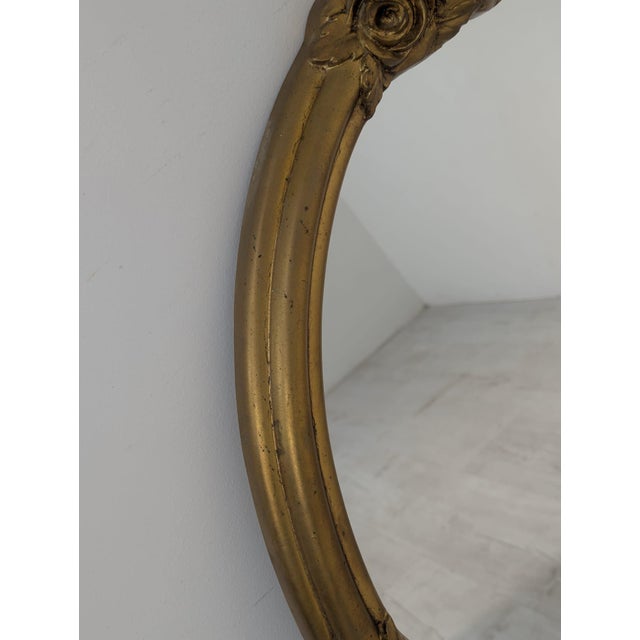 Gold Vintage Oval Mirror in Gilded Frame, 1965 For Sale - Image 8 of 12