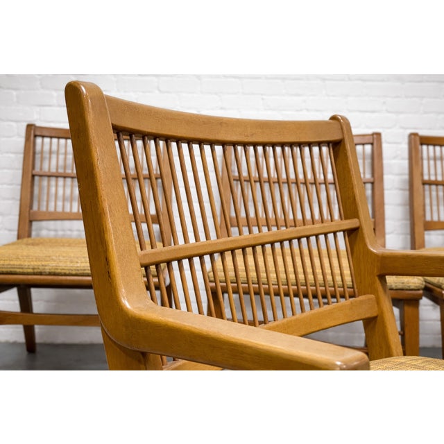 1960s Set of 4 Vintage Mid Century Modern Spindle Back Dining Chairs by Red Lion Furniture Co. For Sale - Image 5 of 8