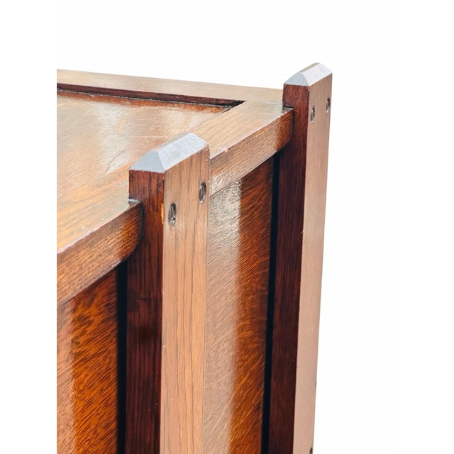 Antique Arts & Crafts Oak Four Drawer External Frame Office File Cabinet For Sale - Image 9 of 10