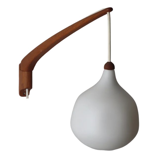 Teak & Opal Glass Wall Lamp by Uno & Eastern Kristansson, 1950s For Sale