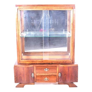 Art Deco Showcase in Walnut, 1930s For Sale