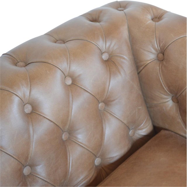 Modern Two-Seater Leather Sofa With Tufted Detailing For Sale - Image 3 of 6
