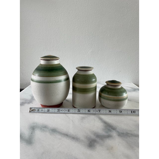 Ceramic Mid 20th Century Studio Ceramic Jars With Lids - Set of 3 For Sale - Image 7 of 8