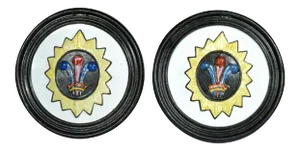 Prattware Prince of Wales Feathers Pearlware Pottery Plaques - A Pair