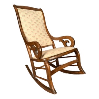 American Victorian Lincoln Rocking Chair in Walnut-Stained Birch With Goose-Neck Arms, Circa 1890 For Sale